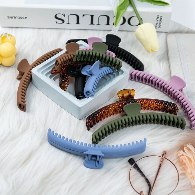 Alt view image 6 of 7 - 12Pcs Hold Everything Claw Clip, Colorful Double Row Claw Clip | 2 Size 4.7 Inch and 2.5 Inch, Strong Clip Non-Slip Claw Clips Set for Thick, Thin, Straight, Curly Hair (6 Colors)