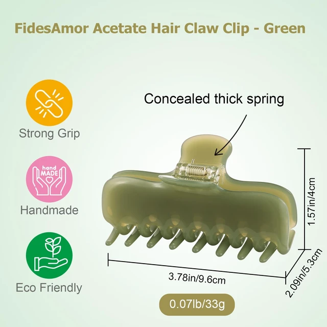 Alt view image 2 of 5 - Claw Clips for Women,3.8 Acetate Olive Green Hair Clip | Jelly Square Rectangle Claw Clip for Thin Thick Hair,Strong Hold Jaw Clips,Hair Accessories for Women Girls