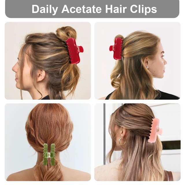 Alt view image 5 of 5 - Claw Clips for Women,3.8 Acetate Olive Green Hair Clip | Jelly Square Rectangle Claw Clip for Thin Thick Hair,Strong Hold Jaw Clips,Hair Accessories for Women Girls