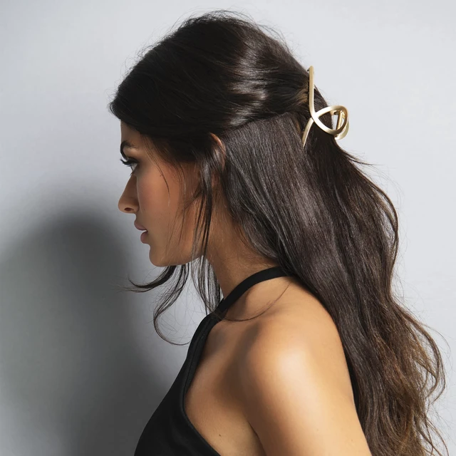 Alt view image 2 of 7 - French Twist Claw Clip, Chic Metal Hair Clip for Women, Gold | Elegant Hair Accessory, Updos & Half-Up Styles, Everyday Wear & Styling, Soft Gold Finish, Stylish Gift for Women