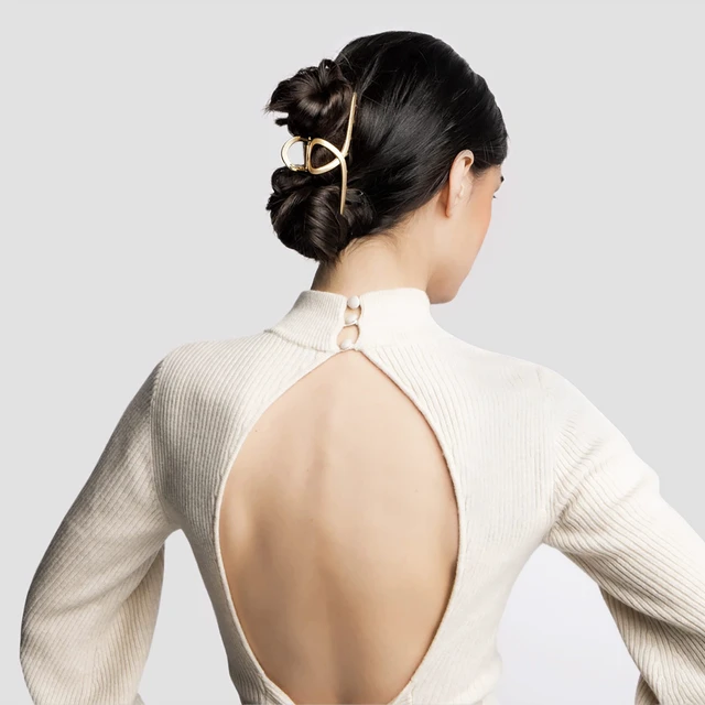 Alt view image 7 of 7 - French Twist Claw Clip, Chic Metal Hair Clip for Women, Gold | Elegant Hair Accessory, Updos & Half-Up Styles, Everyday Wear & Styling, Soft Gold Finish, Stylish Gift for Women