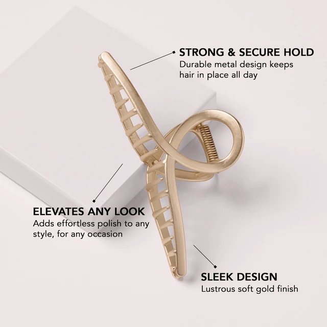 Alt view image 3 of 7 - French Twist Claw Clip, Chic Metal Hair Clip for Women, Gold | Elegant Hair Accessory, Updos & Half-Up Styles, Everyday Wear & Styling, Soft Gold Finish, Stylish Gift for Women
