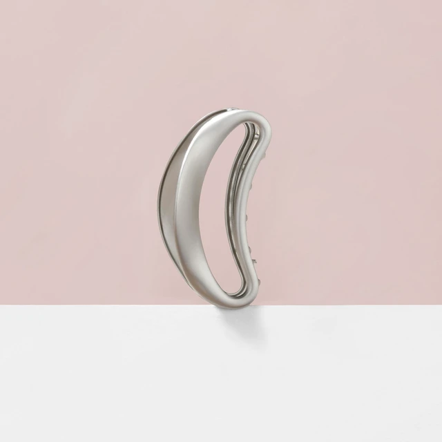 Alt view image 5 of 7 - Sculpted Silver Claw Clip, Large Metal Matte Silver Hair Clip for Women, Strong Hold Claw Clip for Updos & Half Up Styles, Hair Clip for All Hair Types, Everyday Cute Hair Accessories