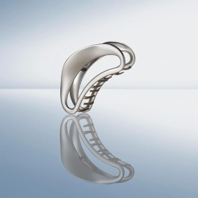 Alt view image 6 of 7 - Sculpted Silver Claw Clip, Large Metal Matte Silver Hair Clip for Women, Strong Hold Claw Clip for Updos & Half Up Styles, Hair Clip for All Hair Types, Everyday Cute Hair Accessories