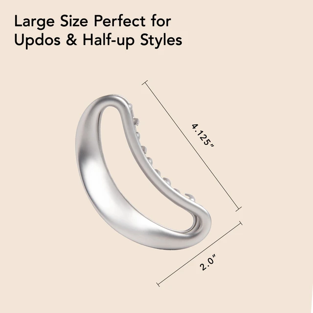 Alt view image 4 of 7 - Sculpted Silver Claw Clip, Large Metal Matte Silver Hair Clip for Women, Strong Hold Claw Clip for Updos & Half Up Styles, Hair Clip for All Hair Types, Everyday Cute Hair Accessories