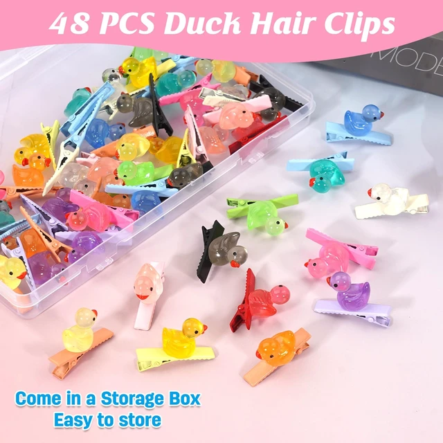 Alt view image 2 of 7 - Rave Trinkets, 48 PCS Duck Hair Clips for Women Glow in the Dark | Mini Resin Duck Hair Clips, Funny Animal Hairpins for Festival Accessories Carnival Music Halloween Holiday Party Supplies