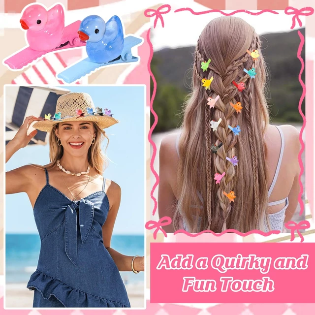 Alt view image 4 of 7 - Rave Trinkets, 48 PCS Duck Hair Clips for Women Glow in the Dark | Mini Resin Duck Hair Clips, Funny Animal Hairpins for Festival Accessories Carnival Music Halloween Holiday Party Supplies