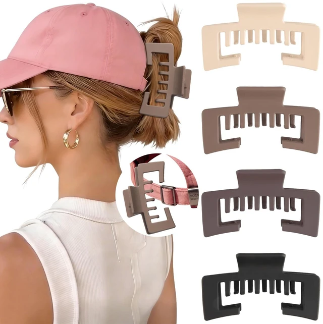 Main image of Claw Clips for Baseball Caps, Trucker Hat Hair Clips for Women | 4 Pcs Hair Claw Clips for Thick Hair Hat Hairstyles, Gifts Hair Accessories