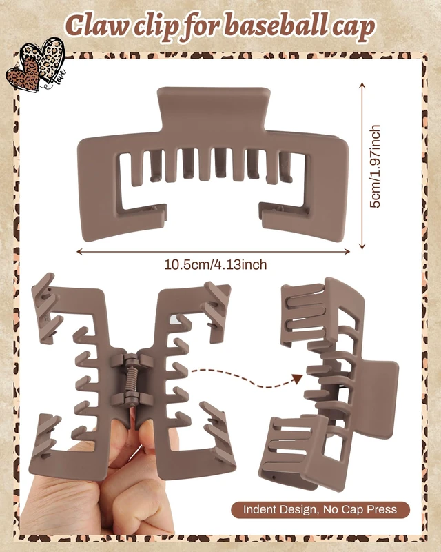 Alt view image 2 of 7 - Claw Clips for Baseball Caps, Trucker Hat Hair Clips for Women | 4 Pcs Hair Claw Clips for Thick Hair Hat Hairstyles, Gifts Hair Accessories