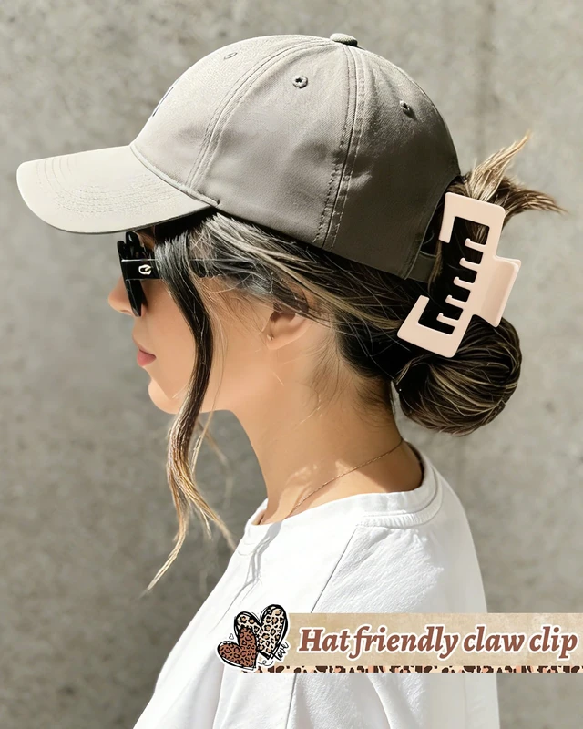 Alt view image 4 of 7 - Claw Clips for Baseball Caps, Trucker Hat Hair Clips for Women | 4 Pcs Hair Claw Clips for Thick Hair Hat Hairstyles, Gifts Hair Accessories