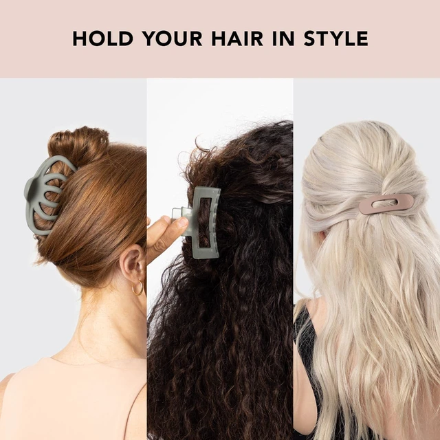 Alt view image 4 of 7 - Open Shape Assorted Claw Clips, Durable Hair Clips for Women -3 pcs | Medium Womens Hair Clips for Thick Hair, Flat Lay Hair Clip & Big Octopus Claw Clips For Updos, Half Updo