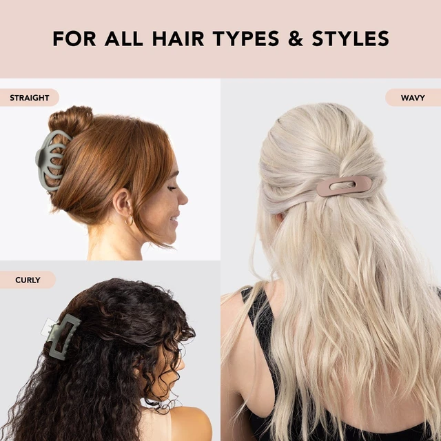 Alt view image 6 of 7 - Open Shape Assorted Claw Clips, Durable Hair Clips for Women -3 pcs | Medium Womens Hair Clips for Thick Hair, Flat Lay Hair Clip & Big Octopus Claw Clips For Updos, Half Updo