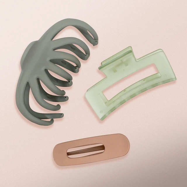 Alt view image 7 of 7 - Open Shape Assorted Claw Clips, Durable Hair Clips for Women -3 pcs | Medium Womens Hair Clips for Thick Hair, Flat Lay Hair Clip & Big Octopus Claw Clips For Updos, Half Updo