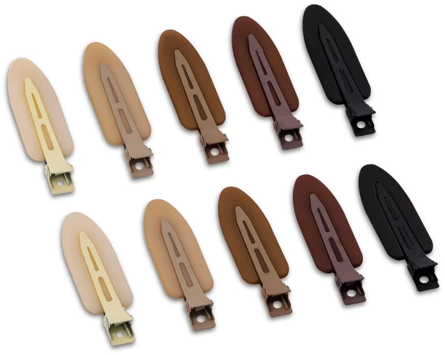 Main image of 10 Pcs Creaseless No Crease No Bend Flat Hair Clips For Styling Non Slip Makeup Clips For Women Salon Hairstyle,Matte Black Brown Beige