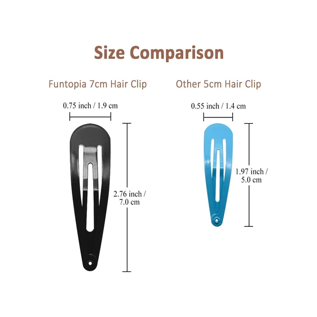 Alt view image 2 of 6 - Hair Clips, Funtopia 40 Pcs 7cm/2.8 Inch Long No Slip Metal Hair Clip | Large Snap Hair Clips Barrettes Hairpins for Thick Hair (Brown, Black)
