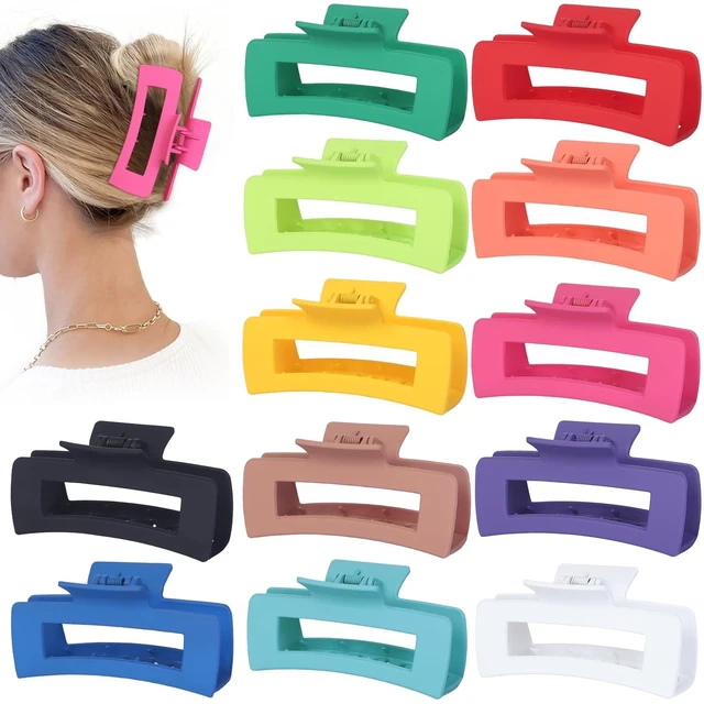 Main image of 4.1 Inch Jumbo Claw Clips for Thick Hair - 12 Pcs Square Hair Accessories for Women and Girls - Dopamine