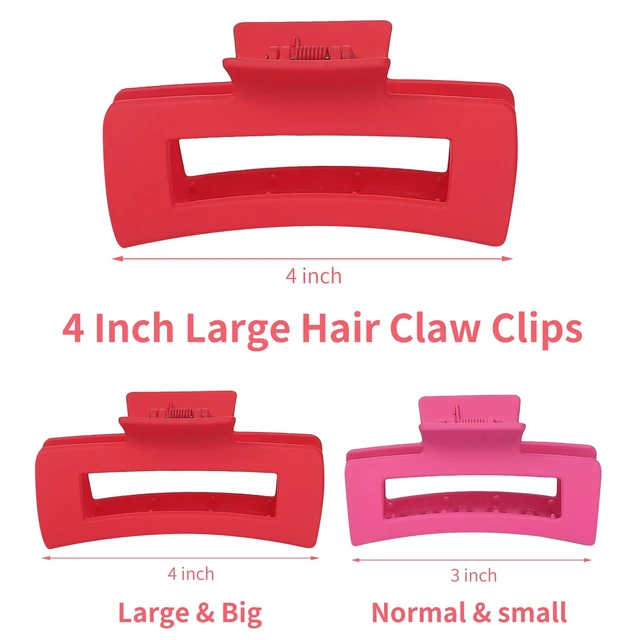 Alt view image 3 of 7 - 4.1 Inch Jumbo Claw Clips for Thick Hair - 12 Pcs Square Hair Accessories for Women and Girls - Dopamine