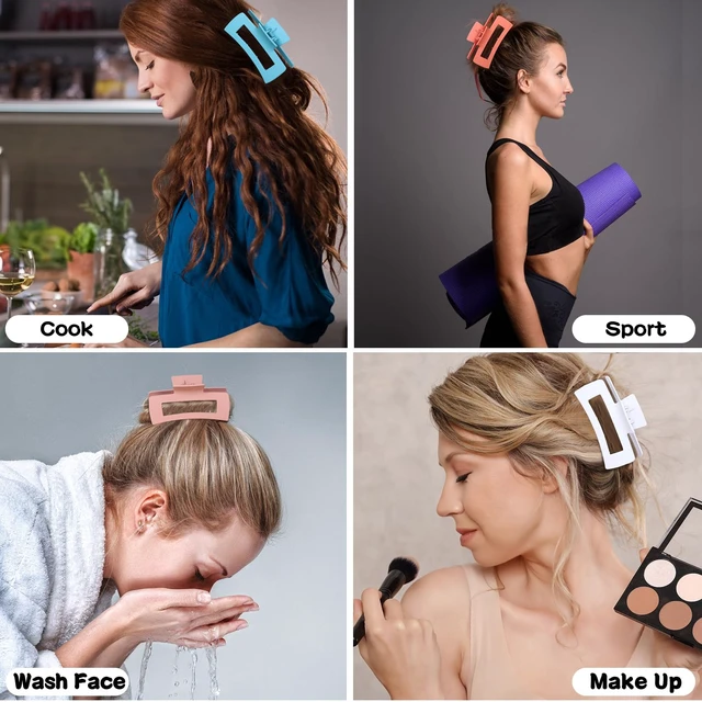 Alt view image 5 of 7 - 4.1 Inch Jumbo Claw Clips for Thick Hair - 12 Pcs Square Hair Accessories for Women and Girls - Dopamine