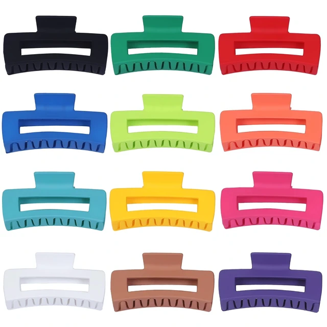 Alt view image 6 of 7 - 4.1 Inch Jumbo Claw Clips for Thick Hair - 12 Pcs Square Hair Accessories for Women and Girls - Dopamine