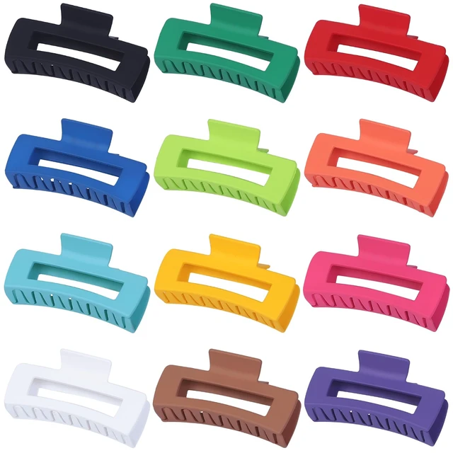 Alt view image 7 of 7 - 4.1 Inch Jumbo Claw Clips for Thick Hair - 12 Pcs Square Hair Accessories for Women and Girls - Dopamine