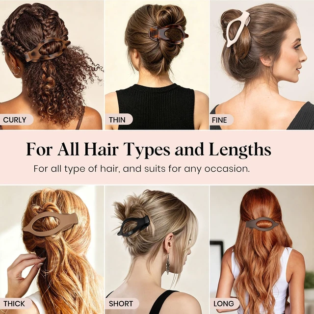 Alt view image 6 of 7 - 6 PCS Large Flat Hair Clips for Women Girls, French Concord Lay Down Flat Claw Clips for Thick Thin Hair, Comfortable Curved Flat Clip, Leopard Print Strong Hold Hair Accessories, Tortoise