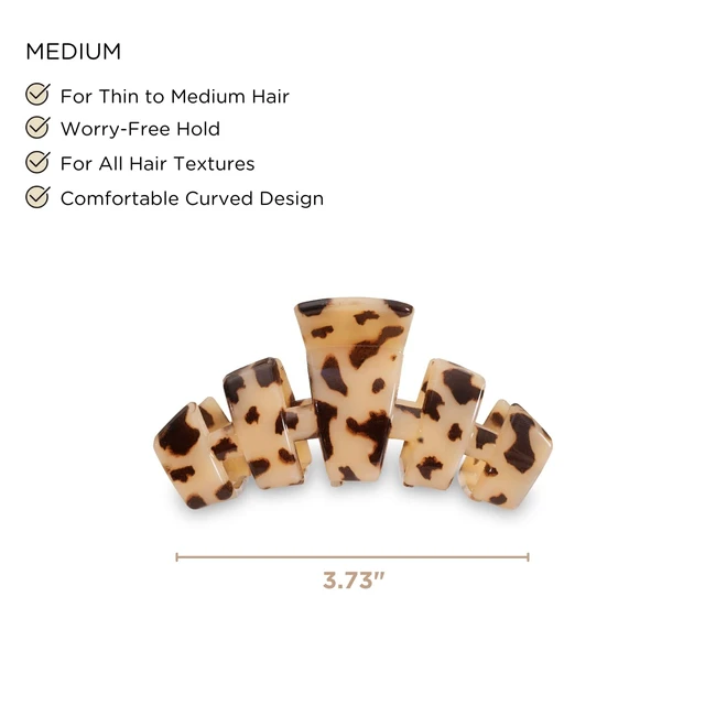 Alt view image 2 of 7 - Medium Hair Clip - Strong Grip, Bendable Teeth, Comfortable Curved Design - Ideal for Medium-Thick Hair - For All Hair Textures - Blonde Tortoise