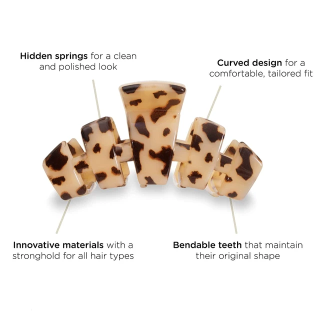Alt view image 3 of 7 - Medium Hair Clip - Strong Grip, Bendable Teeth, Comfortable Curved Design - Ideal for Medium-Thick Hair - For All Hair Textures - Blonde Tortoise
