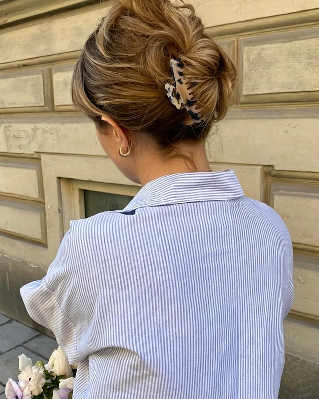 Alt view image 7 of 7 - Acetate Double Row Teeth Hair Claw Clips for Thin Hair, Non-Slip | 3.4" Medium Hair Clips for Fine, Short & Straight Hair, Strong Hold Hair Accessories (Tortoise Beige)