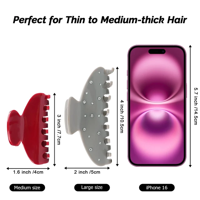 Alt view image 2 of 7 - Medium Cute Acetate Hair Claw Clip for Women Girls, 3 Inch Cherry Red Claw Clips for Thin & Medium Thick Hair, Durable French Banana Clip with Gift Box, Celluloid Accessories