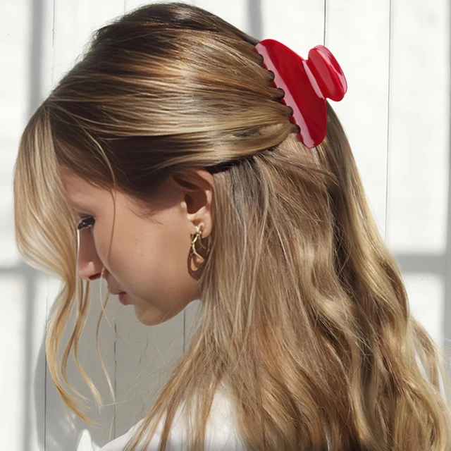Alt view image 6 of 7 - Medium Cute Acetate Hair Claw Clip for Women Girls, 3 Inch Cherry Red Claw Clips for Thin & Medium Thick Hair, Durable French Banana Clip with Gift Box, Celluloid Accessories