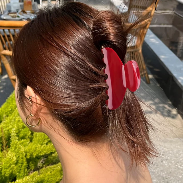 Alt view image 4 of 7 - Medium Cute Acetate Hair Claw Clip for Women Girls, 3 Inch Cherry Red Claw Clips for Thin & Medium Thick Hair, Durable French Banana Clip with Gift Box, Celluloid Accessories