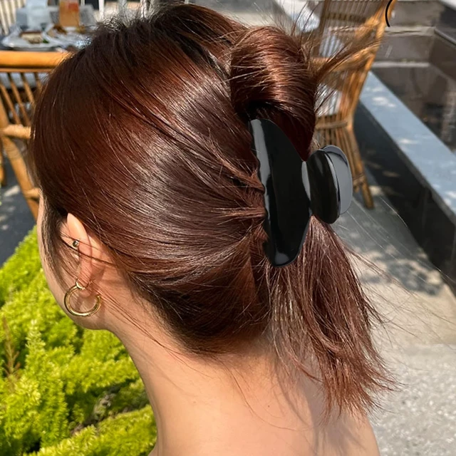 Alt view image 5 of 7 - Medium Cute Acetate Hair Claw Clip for Women Girls, 3 Inch Elegant Black Claw Clips for Thin & Medium Thick Hair, Durable French Banana Clipwith Gift Box, Celluloid Accessories