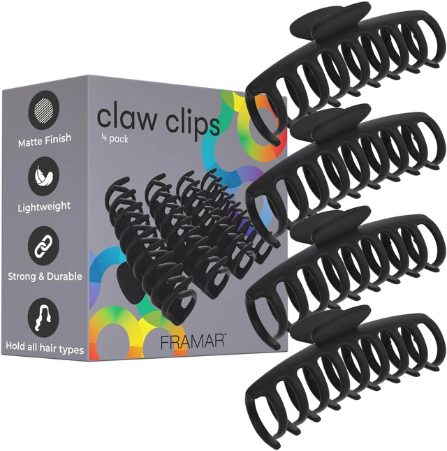Main image of Large Claw Clips For Thick Hair, Large Hair Clip For Thick Hair | Big Hair Clips For Women, Hair Claws Clips For Women, Black Hair Clips, Black Claw Clip, 4 Pack Non Slip Matte Finish
