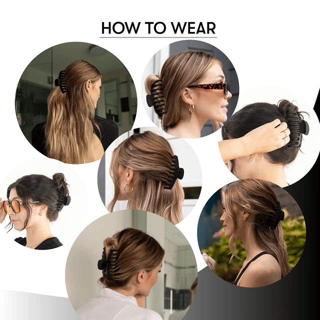 Alt view image 5 of 7 - Large Claw Clips For Thick Hair, Large Hair Clip For Thick Hair | Big Hair Clips For Women, Hair Claws Clips For Women, Black Hair Clips, Black Claw Clip, 4 Pack Non Slip Matte Finish