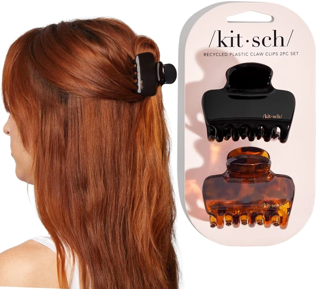 Main image of Medium Puffy Claw Clips for Women - Black & Tort, 2pcs | Glossy, Strong Hold & Stylish Hair Clips For Women Hair Accessories For Half-Up or Full Updos Great For Everyday Wear