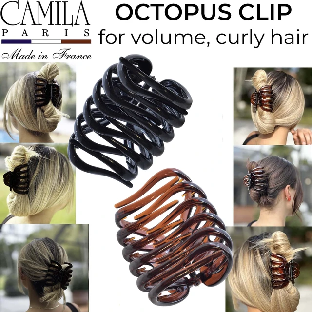 Alt view image 2 of 7 - Paris AD718-719 Octopus Hair Clips 3.75" Claw Clips for Thick Hair | Girl Octopus Claw Clip for Women, Jaw Hair Clip for Women, Made in France