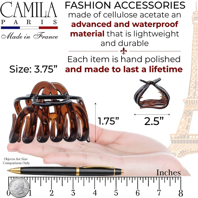 Alt view image 3 of 7 - Paris AD718-719 Octopus Hair Clips 3.75" Claw Clips for Thick Hair | Girl Octopus Claw Clip for Women, Jaw Hair Clip for Women, Made in France
