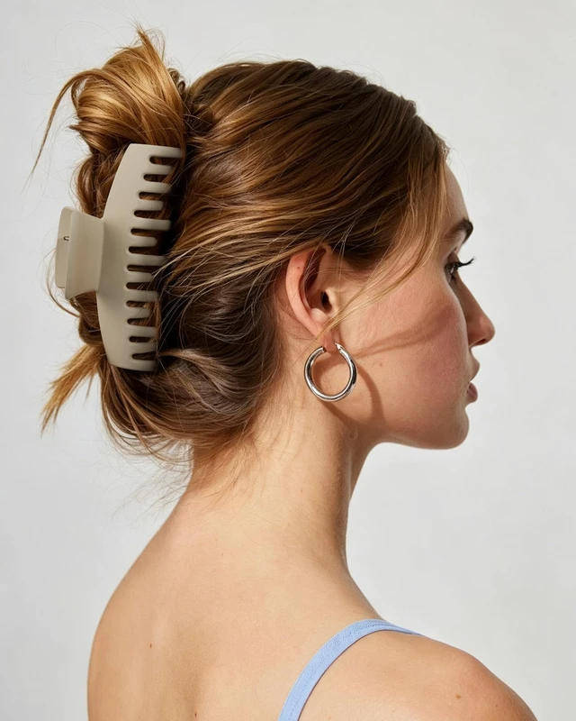 Alt view image 6 of 7 - 4.3" Large Double Row Teeth Claw Clips for Thick Long Curly Hair | 4 Pack, Secure Grip, Keeps Hair in Place All Day, Comfortable Wear, French Twist Messy Bun Full Updo Styles, Matte Neutral