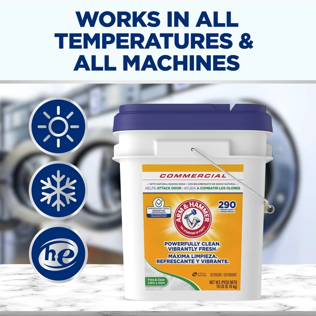 Alt view image 2 of 6 - Powder Laundry Detergent, Professional Soap for Washing Clothes, 290 Loads, Free and Clear, Bulk 18lb Pail