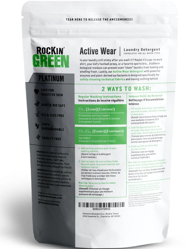Alt view image 2 of 7 - Active Wear Laundry Detergent Powder Freshwood Mac 90 Loads | Plant-based Enzyme Powered Laundry Detergent, Odor Eliminator, For Workout Clothes & Sportswear, Dermatologist Tested