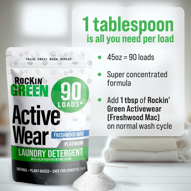 Alt view image 6 of 7 - Active Wear Laundry Detergent Powder Freshwood Mac 90 Loads | Plant-based Enzyme Powered Laundry Detergent, Odor Eliminator, For Workout Clothes & Sportswear, Dermatologist Tested