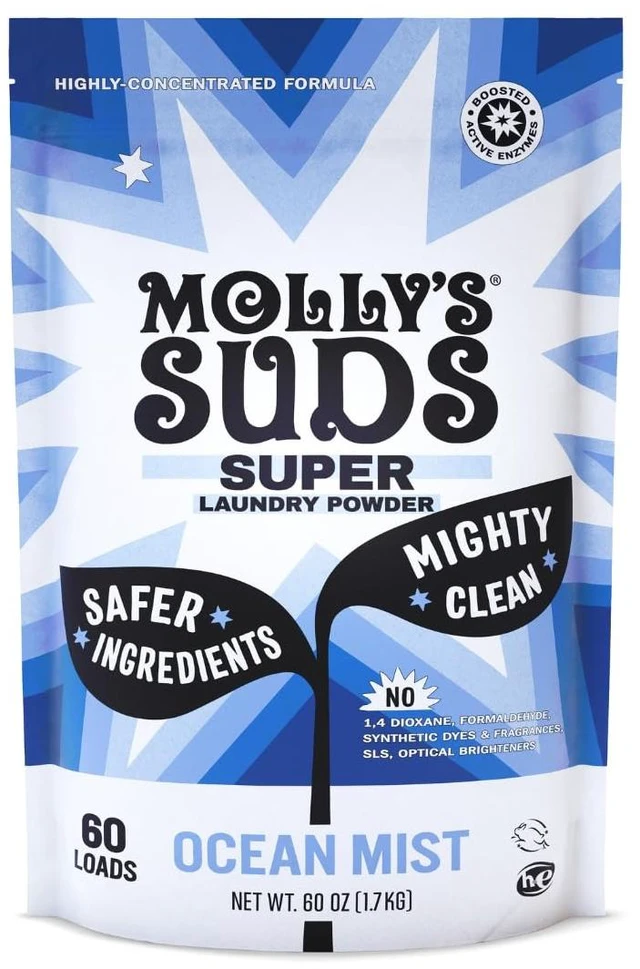 Main image of Super Powder Detergent | Extra Strength Laundry Soap, Stain Fighting | Sensitive Skin | Simple, Effective Ingredients | 60 Loads - Ocean Mist