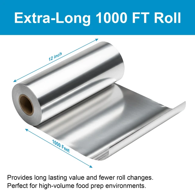 Alt view image 2 of 6 - Foil Roll 12 in x 1000 ft,Food Grade,Cooking & Baking,Durable