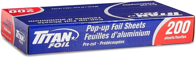 Main image of Aluminum Foil Sheets | Heavy Duty Tin Foil Sheets Food Safe for Sandwich Wrapping, Grilling, Baking, Cooking, Storage, Salon Hair Highlighting and More | Manga's Foil by Titan (200 sheets)
