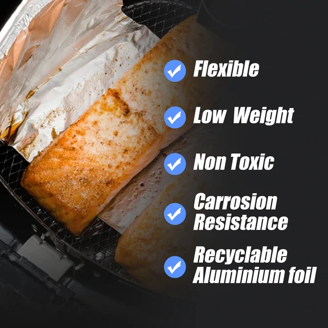 Alt view image 4 of 7 - Aluminum Foil Sheets | Heavy Duty Tin Foil Sheets Food Safe for Sandwich Wrapping, Grilling, Baking, Cooking, Storage, Salon Hair Highlighting and More | Manga's Foil by Titan (200 sheets)