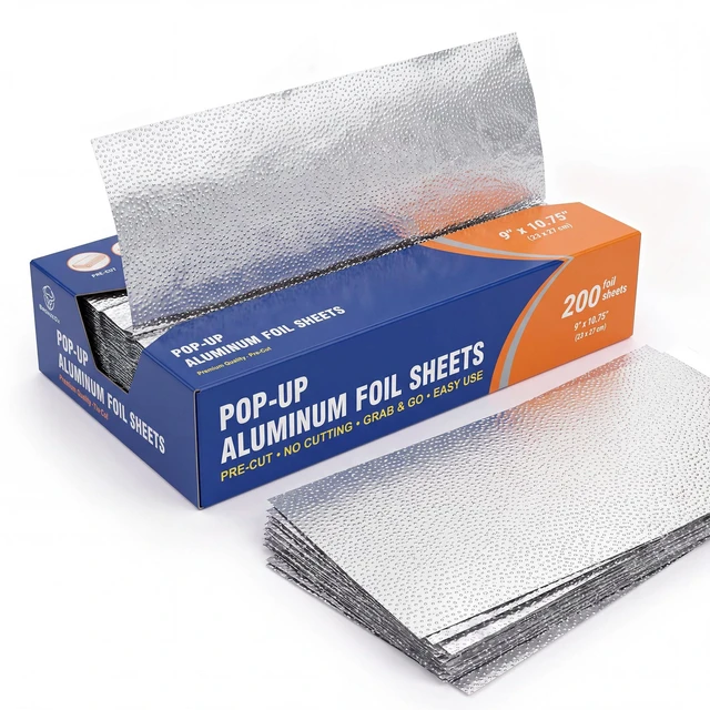 Main image of Foil Sheets Pre Cut Pop Up, 9 x 10.75 Inches, 200 Sheets, Disposable Foil Wraps for Food, Sandwiches, BBQ, Kitchen Use, Food Service BronzeOx