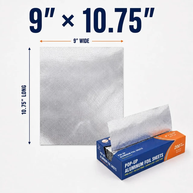 Alt view image 3 of 7 - Foil Sheets Pre Cut Pop Up, 9 x 10.75 Inches, 200 Sheets, Disposable Foil Wraps for Food, Sandwiches, BBQ, Kitchen Use, Food Service BronzeOx
