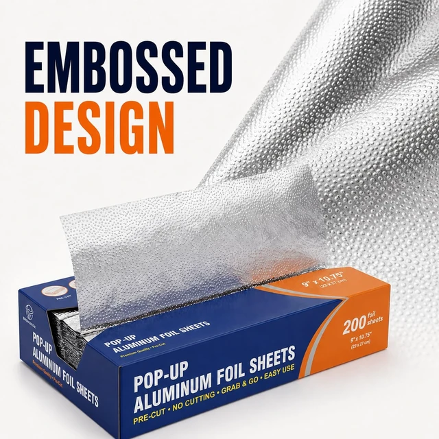 Alt view image 4 of 7 - Foil Sheets Pre Cut Pop Up, 9 x 10.75 Inches, 200 Sheets, Disposable Foil Wraps for Food, Sandwiches, BBQ, Kitchen Use, Food Service BronzeOx