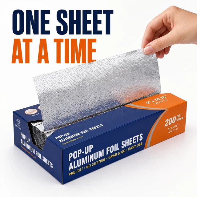 Alt view image 5 of 7 - Foil Sheets Pre Cut Pop Up, 9 x 10.75 Inches, 200 Sheets, Disposable Foil Wraps for Food, Sandwiches, BBQ, Kitchen Use, Food Service BronzeOx