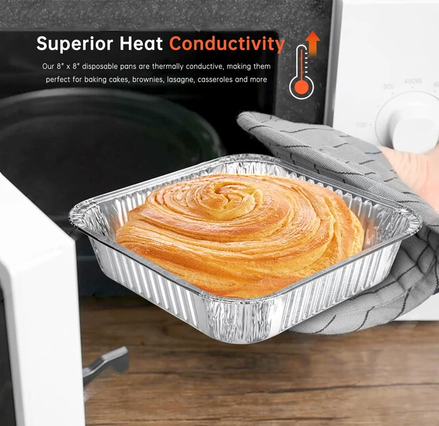 Alt view image 5 of 7 - 20 Pack 8x8 Aluminum Pans, Disposable Foil Baking Pans | Heavy-Duty Aluminum Foil Pans for Baking, Cooking, Heating, Storing & Meal Prepping - Oven, Freezer & Grill Safe